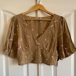 NWT AMUSE SOCIETY brown top. Size large